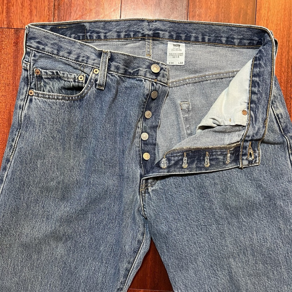 Vintage Levis Jeans Mens 36x32 (35x31) 501 Original Button Fly Blue Y2K 90s